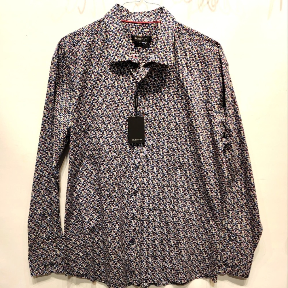 Bugatchi Shaped Fit New Men's Dress Shirt‎  Club Vegas Party Formal  3XL